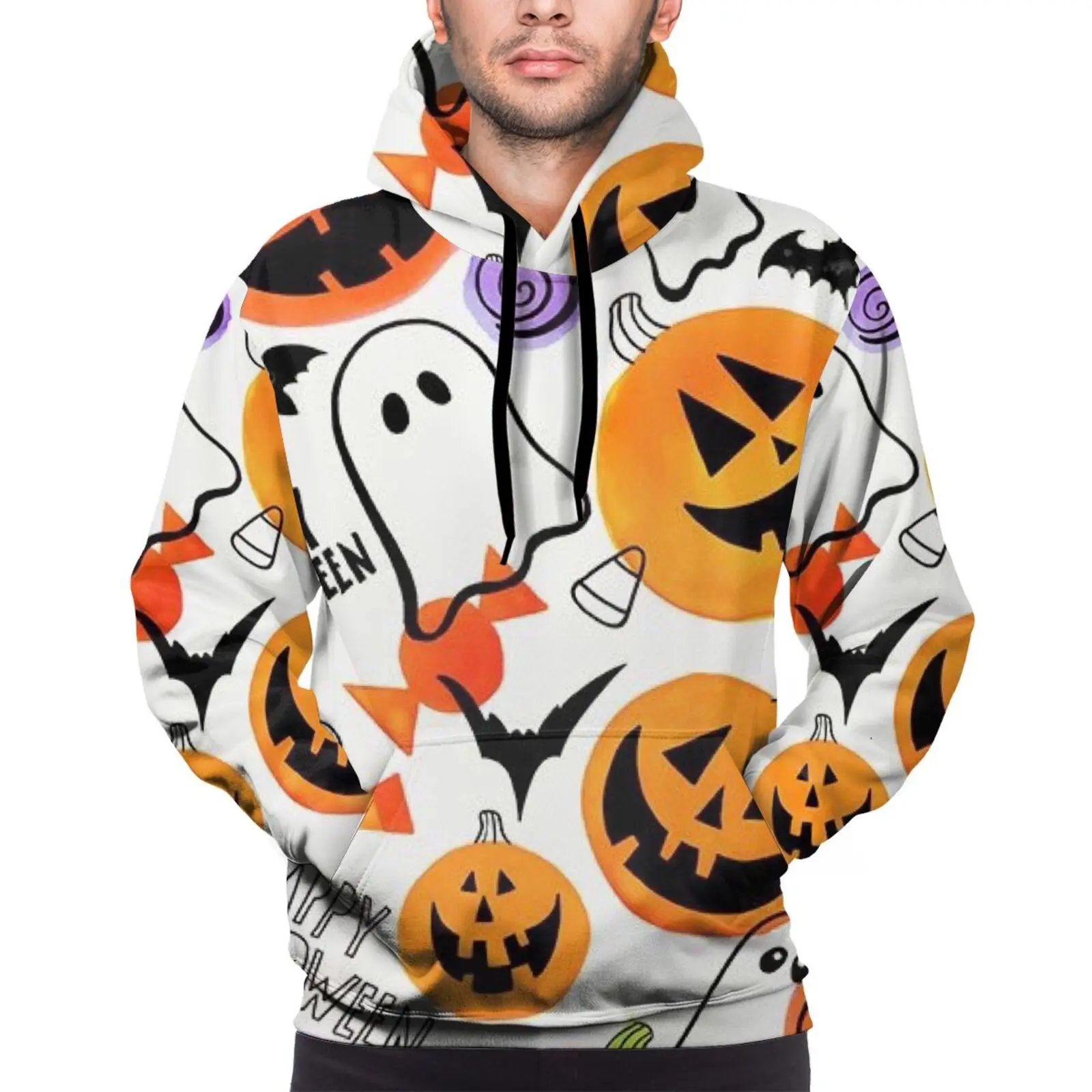

2021 New Fashion Long Sleeve Casual Hooded Halloween Pumpkin Design Big Pocket Hoodie Top Customized On Demand Factory Outlet
