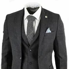 Мужской шерстяной костюм из 3 предметов с вырезом на лацкане и двумя пуговицами, твидовый темно-угольный черный классический костюм с отложным воротником и надписью Peaky Blinders, 2020