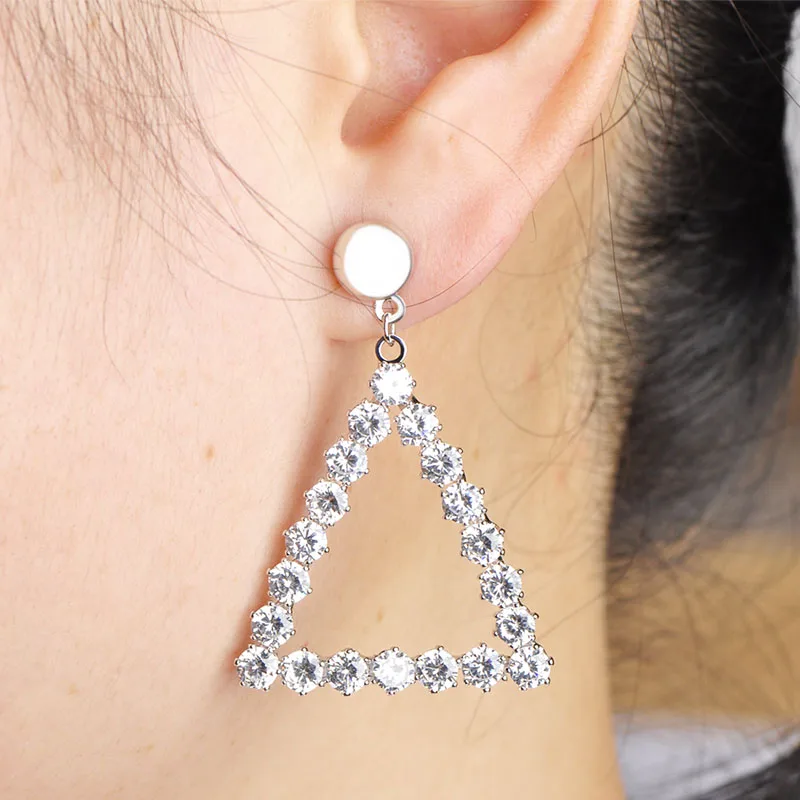 Женские Висячие серьги MECHOSEN Летние Стильные в виде треугольника Серебристые с