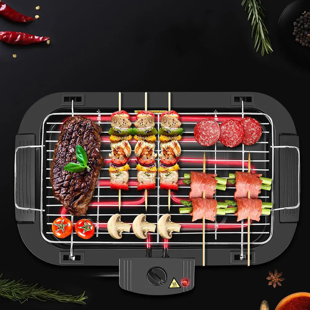 Бездымный гриль электрический портативный для 6 человек использования дома и на