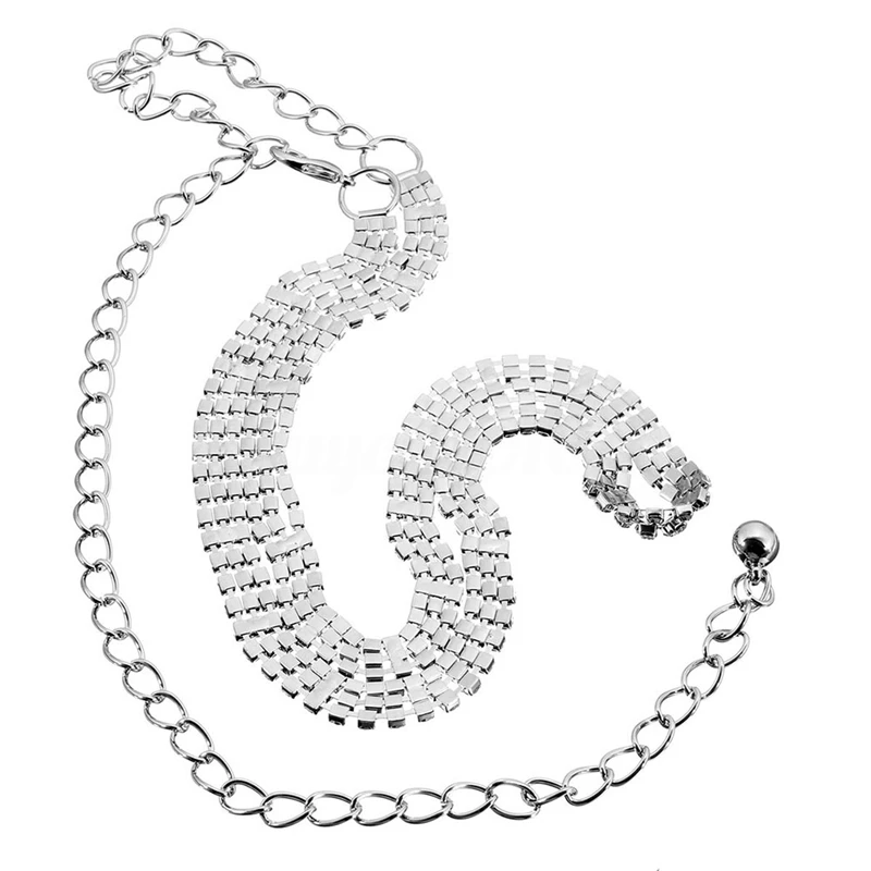 Модные женские для женщин с цепью на талии пояс в серебре 3 ряда Стразы один