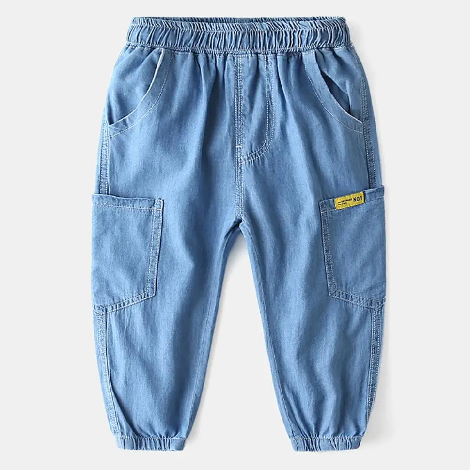 

Kids Casual Children Pants Spring Autumn Fashion Pocket Baby Soft Cotton Thin Denim Pants Kids Sports For Boys Cargo Pants