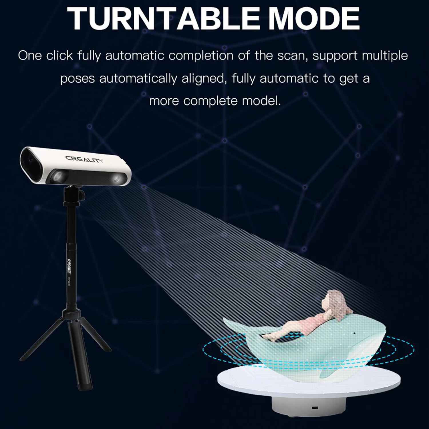 Creality CR-SCAN01 Портативный 3D-сканер моделирования высокой точности с поддержкой вывода OBJ/STL и включенным поворотным столом.