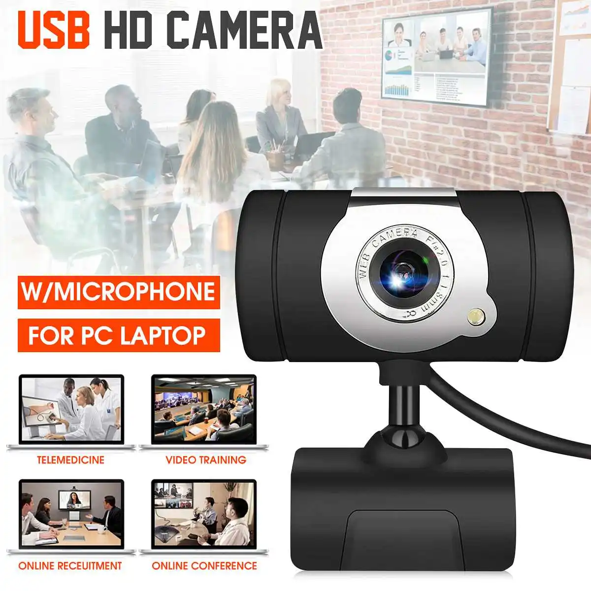 

HD 480P Webcam Mini Computer PC WebCamera with Microphone Rotatable Cameras for Live Broadcast Video Calling Conference Work