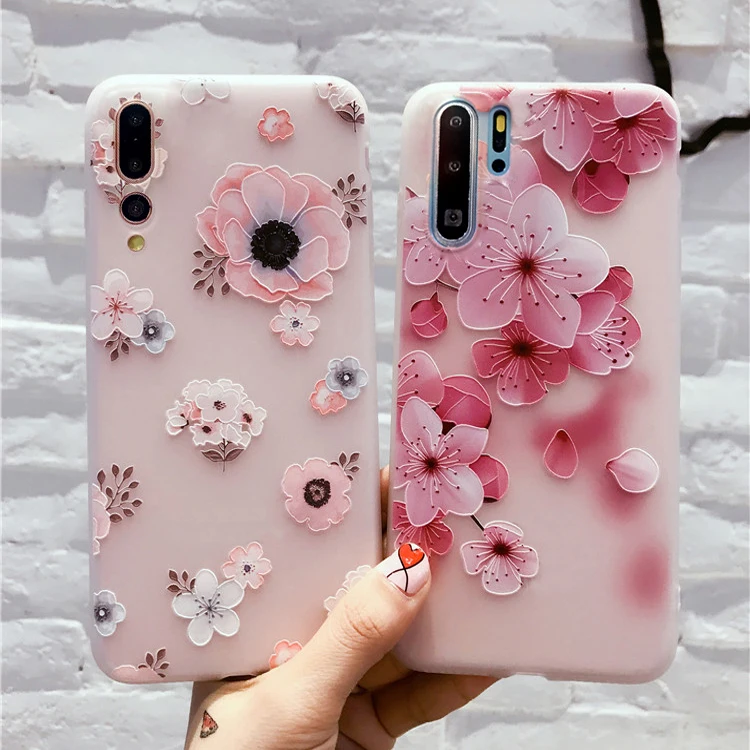 Милый 3D чехол для телефона с розовыми и красными цветами Huawei P20 P30 P10 Lite Pro P Smart 2019