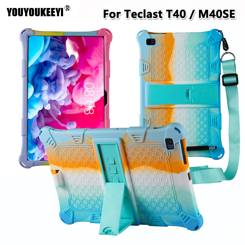 

Kids Safe Shockproof Silicone Cover For Teclast M40SE 10.1inch Tablet With Detachable Kickstand And Shoulder StraP For T40 Coque