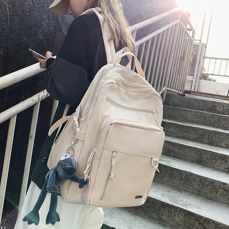 

HOCODO Solid Color Women's Backpack Unisex Laptop Backpack Oxford Waterproof School Bag Fashion Large Capacity Travel Backbag