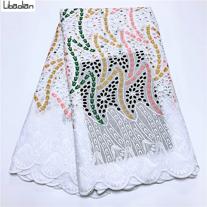 

Swiss voile lace with hole embroidery in switzerland african guipure cotton lace fabric high quality white 5yards/pcs M29-20