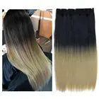 Синтетические накладные волосы на клипсе, 24 дюйма, Омбре, 5 зажимов, Длинные прямые накладные волосы на клипсе, 34 дюйма, головной убор для женщин