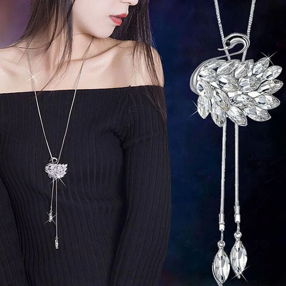 AAA кубический циркон цветок колье для свитера с металлической цепочкой