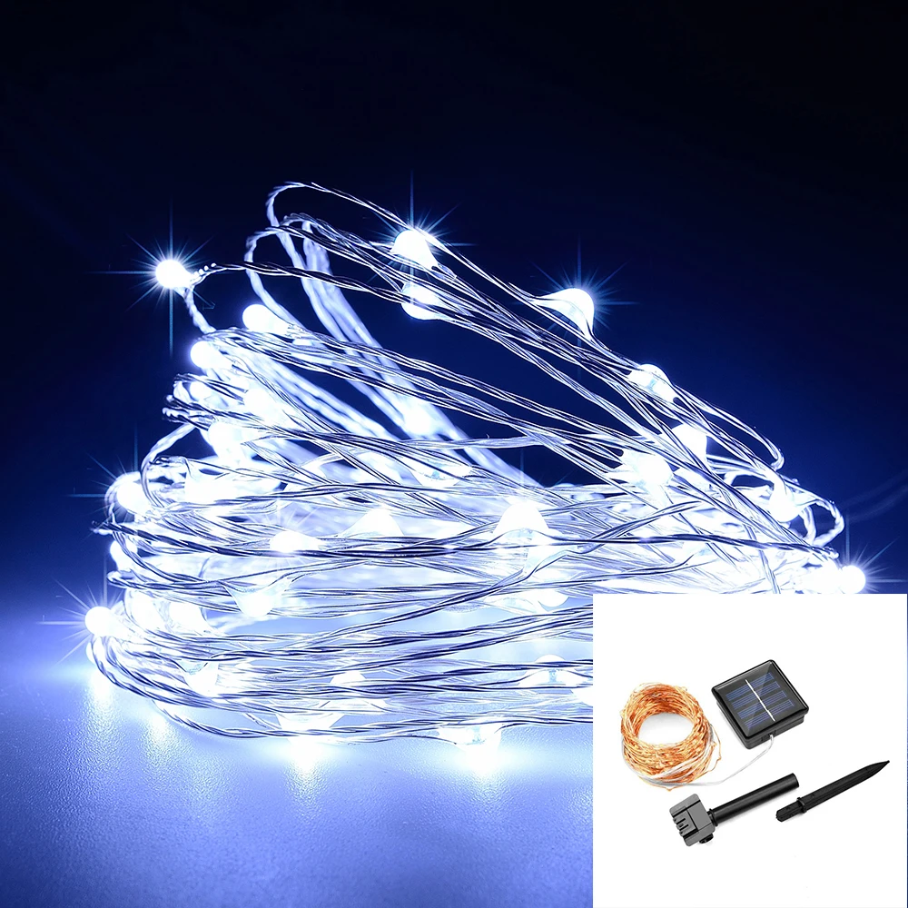 

Colorful Solar Light Copper String Light LED Fairy Lights Decoration Holiday Valentine's Day Wedding Eid Mubarak Party Garland