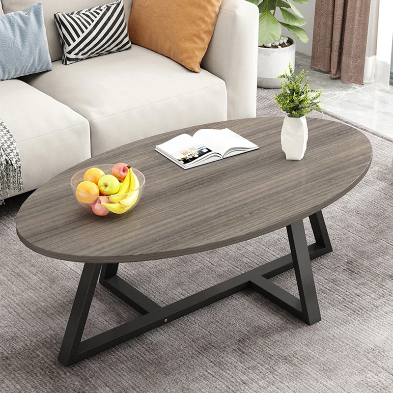 

Nordic table Modern living room wood coffee table small apartment Oval Sofa tea desk Home simple Balcony Creativity low tables