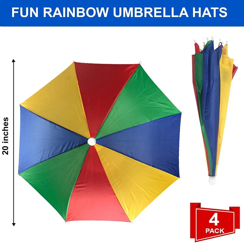 4 шт. Радужный зонтик шляпа от солнца регулируемая Женская для взрослых детей