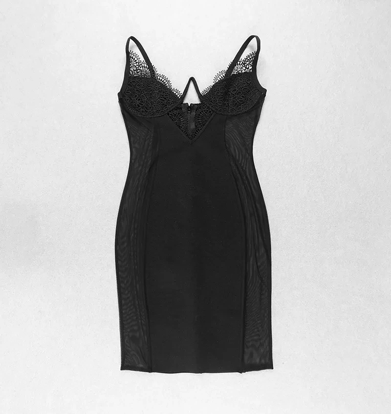 Кружевное Бандажное платье сексуальное с v-образным вырезом на тонких бретельках