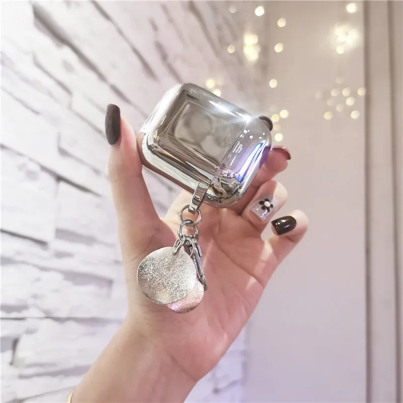 Силиконовый чехол для наушников Apple Airpods люксовый милый блестящий с изображением