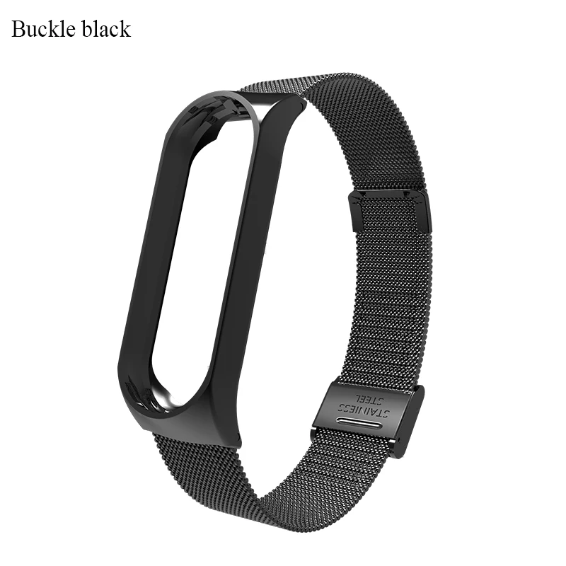 Buckle black BOORUI mi Band 4 ремешок металлический Безвинтовой браслет из нержавеющей стали mi band 3 ремешок для Xiaomi mi Band 3 4 Pulseira band Замена - Цвет: Buckle black