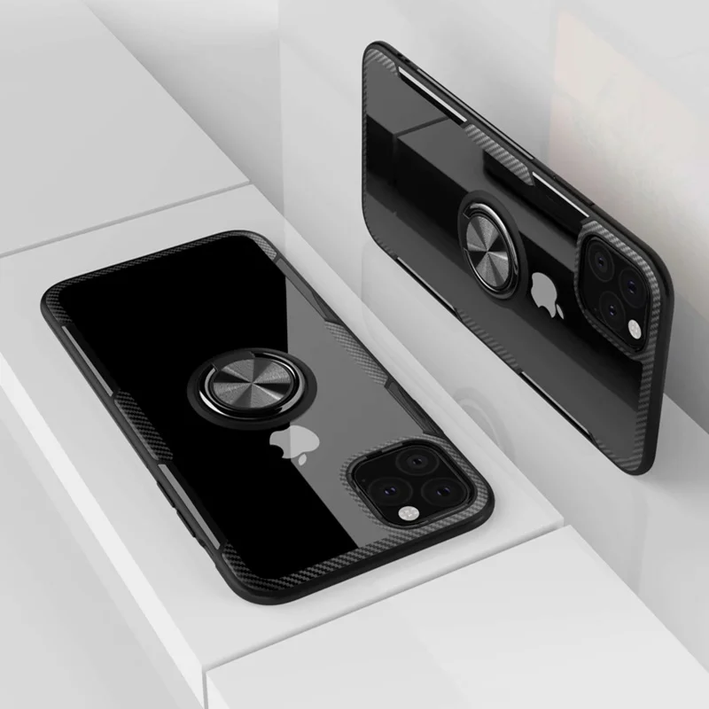 Чехол для Apple iPhone 11 Pro Max 6 6S 7 8 Plus X XS Max XR чехол Прозрачный ударопрочный стенд для колец на палец Магнит мягкий чехол