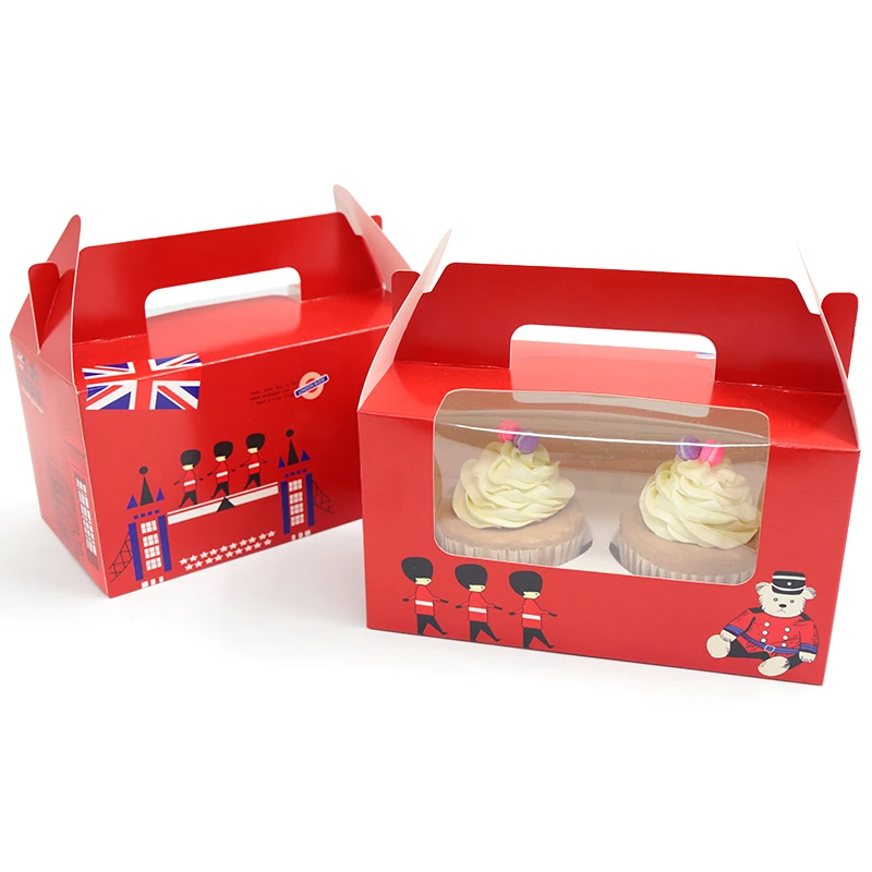 Хлебобулочная упаковочная коробка с ручкой прозрачная для торта кексов и