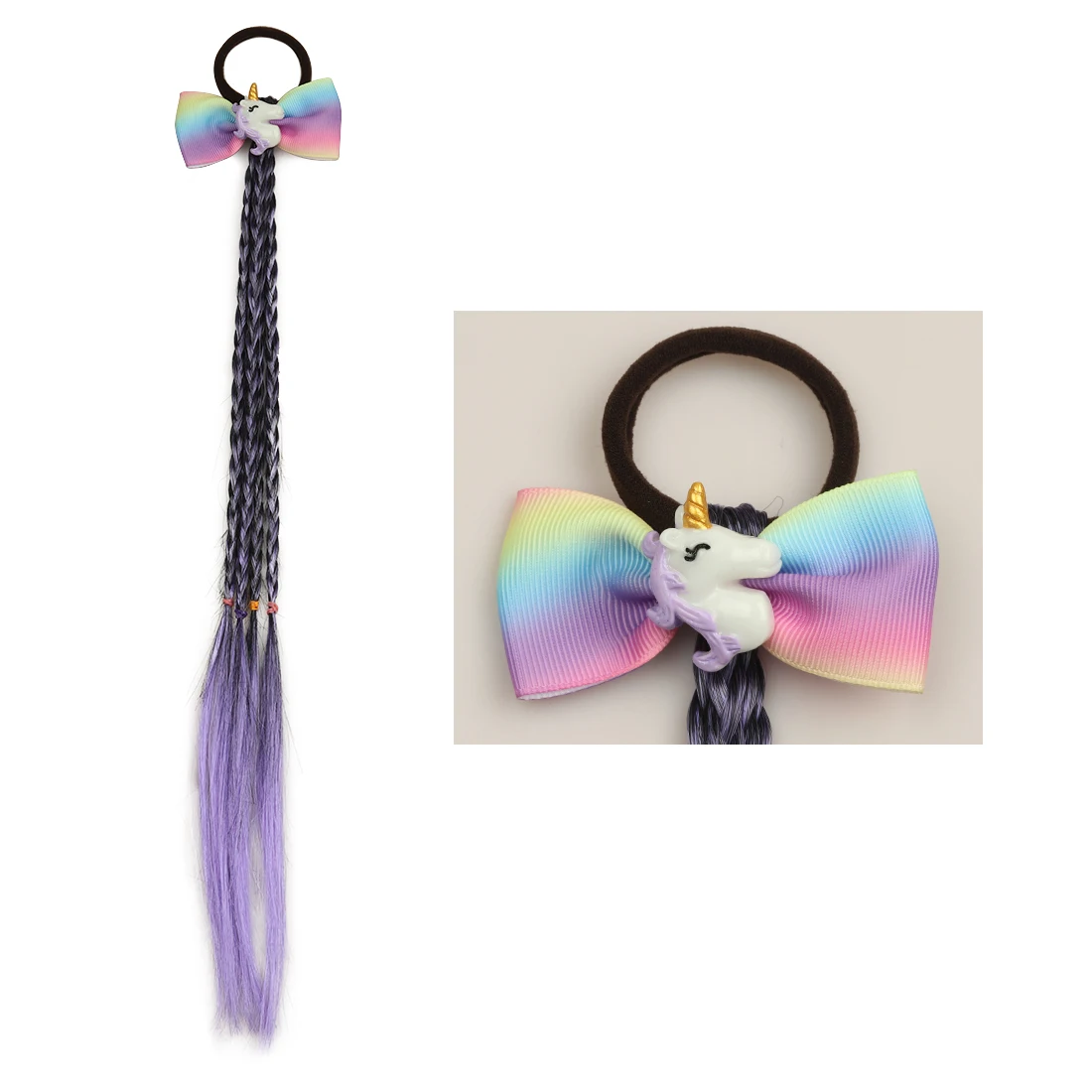 rainbow bow1 1 шт. Женская эластичная лента для волос твист парик повязка на голову богемный Плетеный головной убор детский бант зажим для волос головной убор - Цвет: rainbow bow1