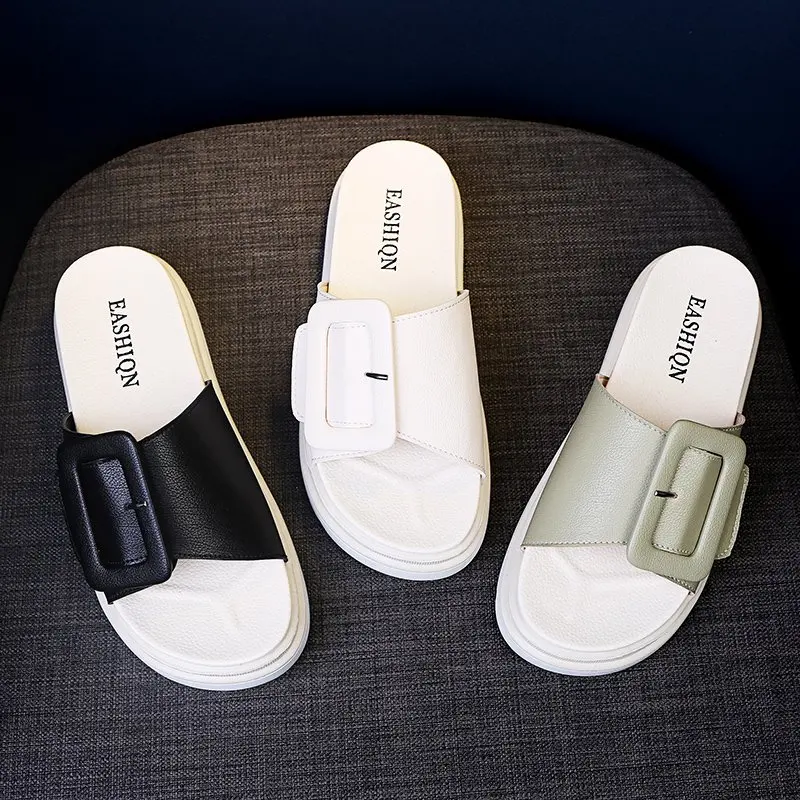 

Summer Fashion Buckle High Heels Slippers Outdoor Waterproof Platform Platform Wedge Sandals Party Shoes for Women Slipper