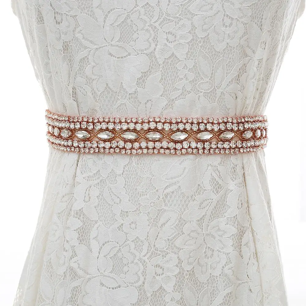 

Rose Gold Bridal Belt Rhinestones Wedding Belt Crystal Bridesmaid Belt For Wedding Accessories J197RG
