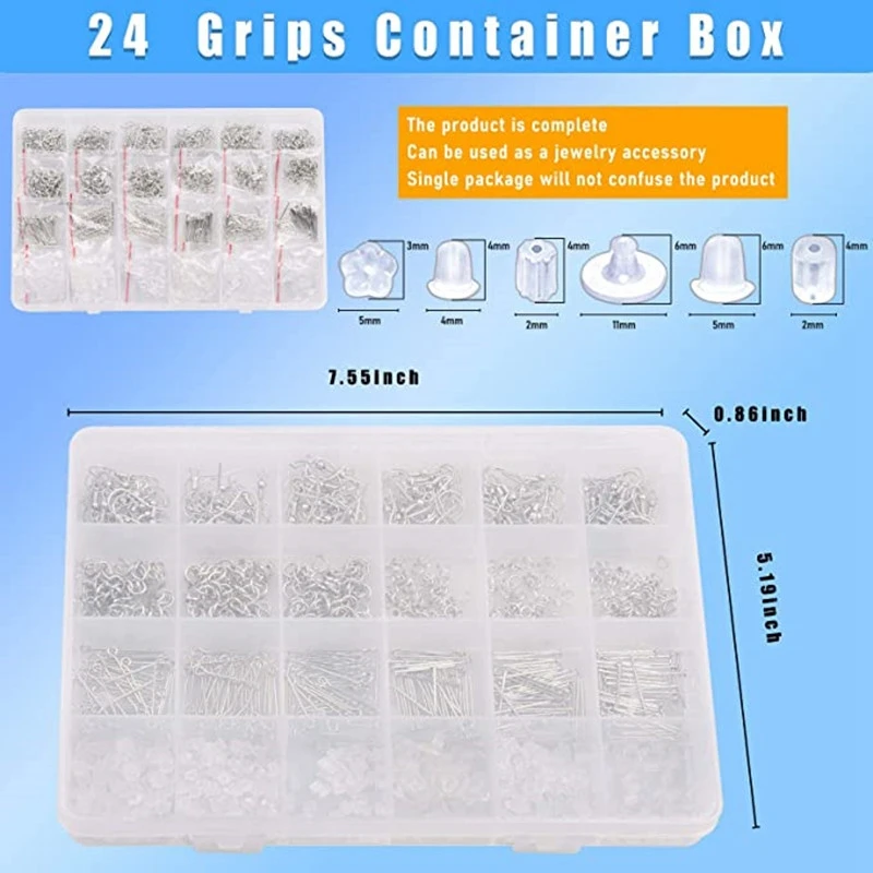 

Earring Making Supplies Kit,Includes Earring Hooks Open Jump Rings Earring Backs for Jewelry Making and Repair