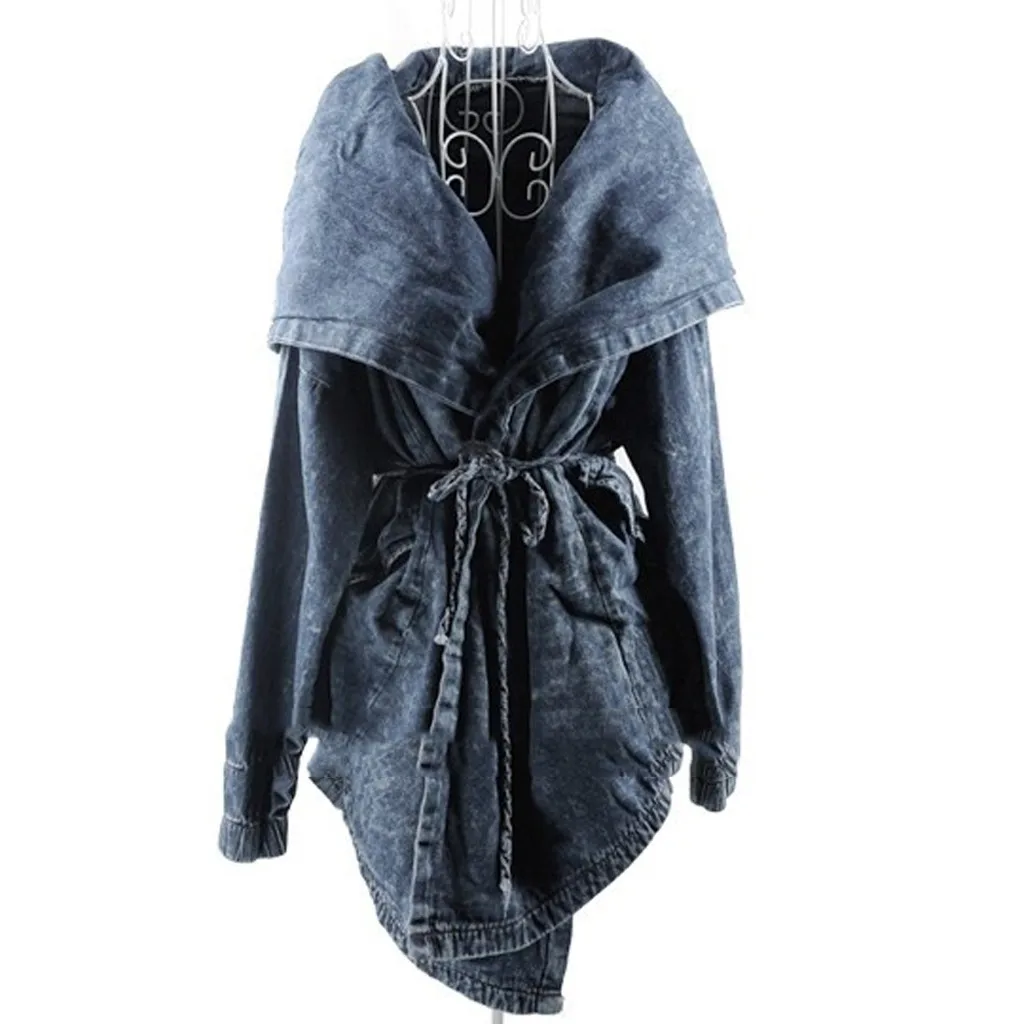 Vintage Women Denim Ripped Jackets Casual Blue Jean Jacket Coats Autumn Winter Fashion Short Streetwear Outerwears#3