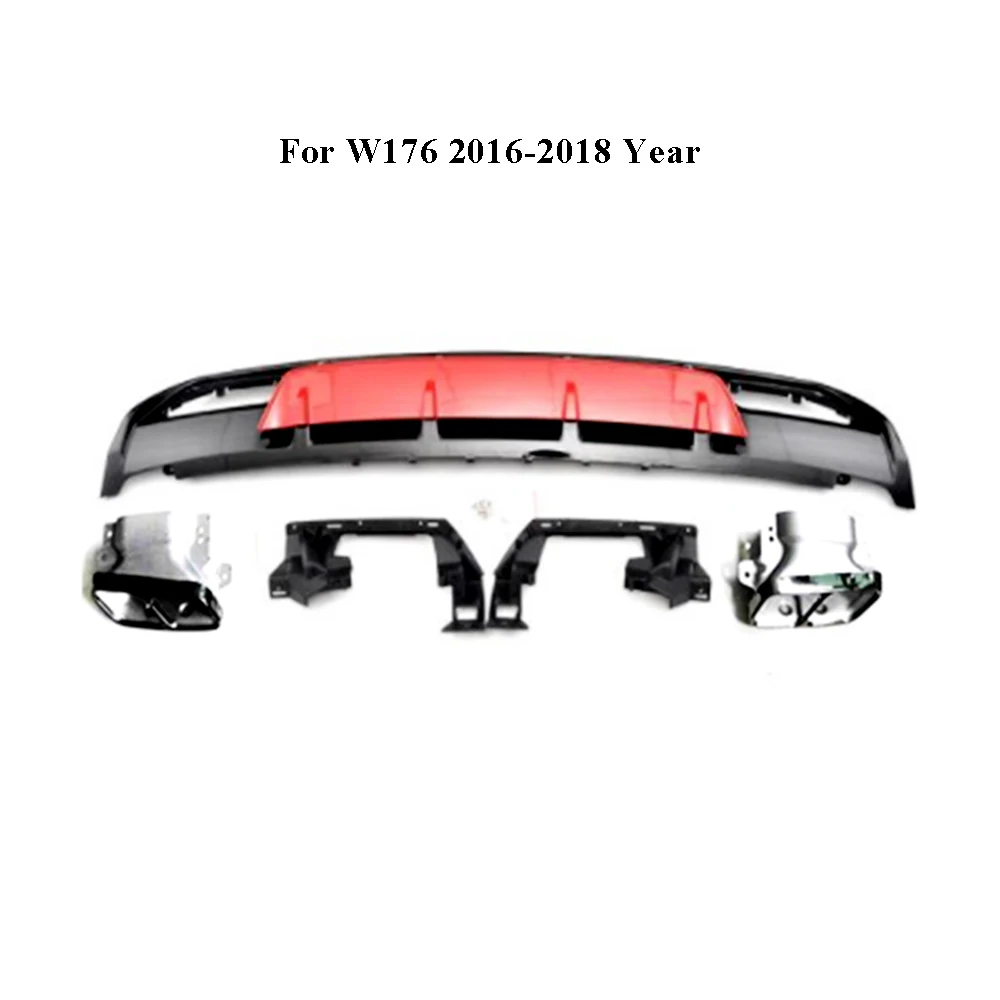 Для Mercedes Benz W176 хэтчбек 4 двери 13-18 A45 AMG A180 A200 задний диффузор спойлер с выхлопом - Цвет: Red and black tip