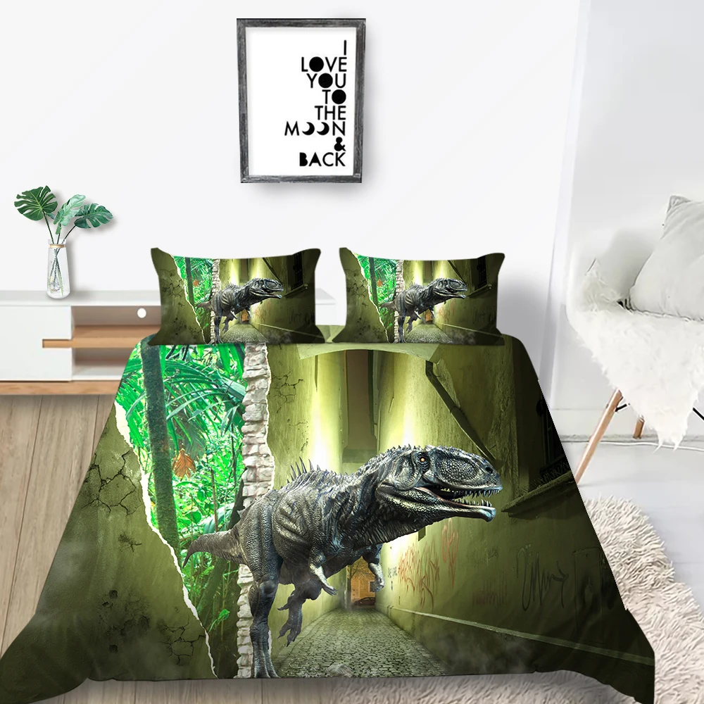 

Комплект постельного белья «дождевой лес», Модный комплект с пододеяльником и покрывалом в виде динозавра с 3D рисунком из мультфильмов, для односпальной, двуспальной и двуспальной кровати, уникальный дизайн