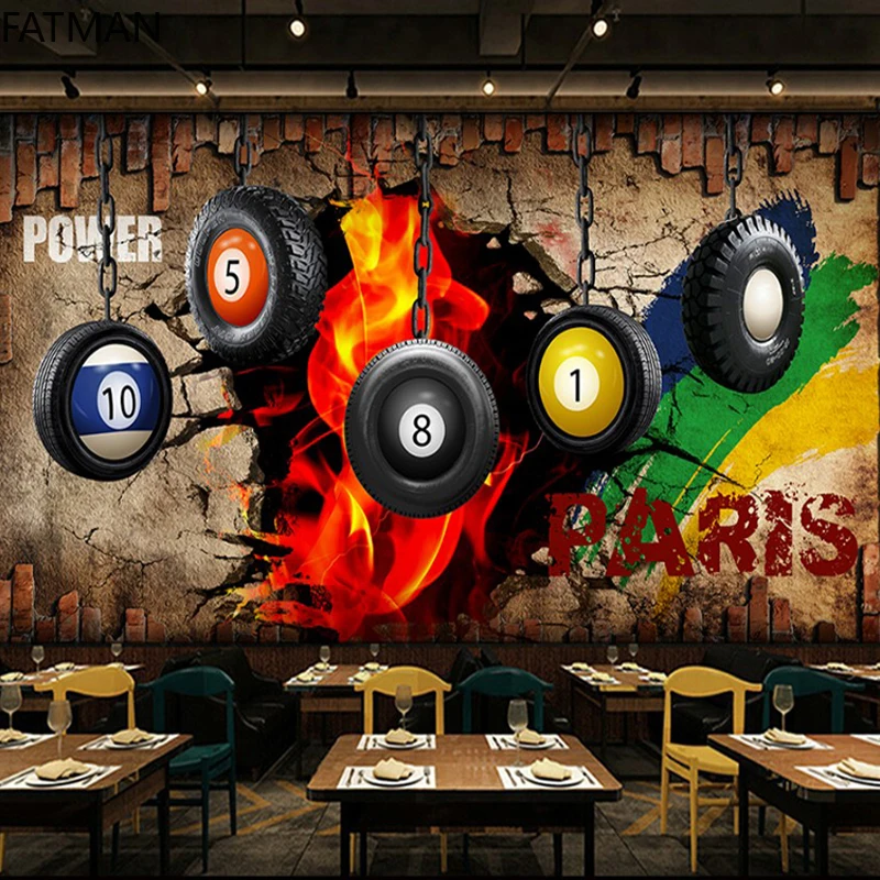 

FATMAN Custom Billiards Hall Entertainment Gym Background Wallpaper 3D Vinyl Wallpaper for Walls Large Mural Dropship