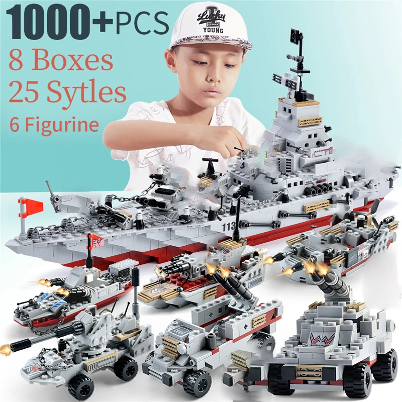 

Military Warship Navy Aircraft Army Figure Building Block Puzzle Warship Construction Brick Children Toy Birthday New Year Gift
