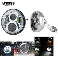 7 дюймов 60 Вт точка SAE E9 мотоцикл 883 налобный фонарь с углом глаз Led 883 фары 7 дюймов корпус ведро отделка кольцо - Цвет: 60W Halo light Silve