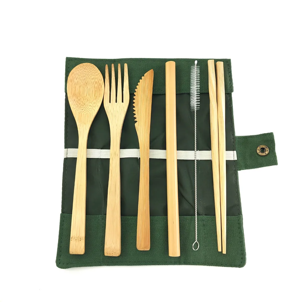 Набор портативных экологически чистых столовых приборов бамбуковые приборы из 7