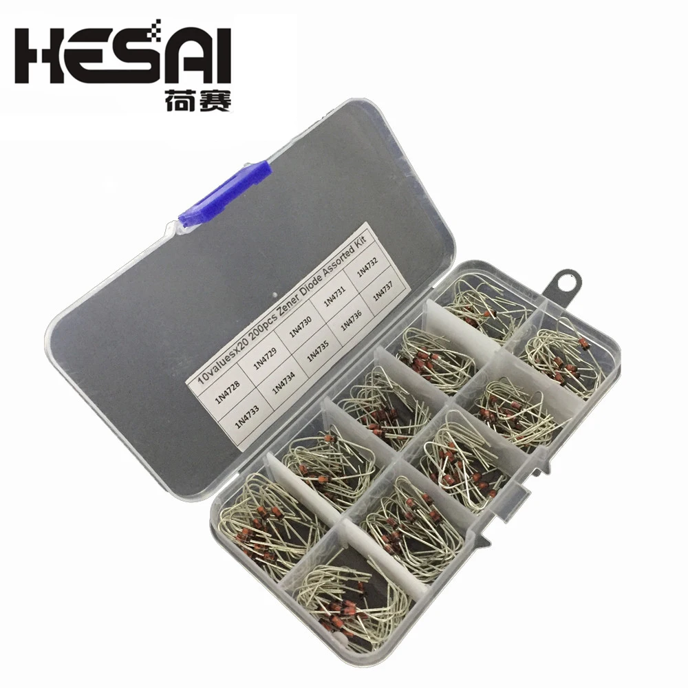 Набор диодов Zener 200 шт. 10 значений 1 Вт 3 В/5 в 1N4728 1N4729 1N4730 1N4731 1N4732 1N4733 1N4734 1N4735 1N4736 1N4737|1w