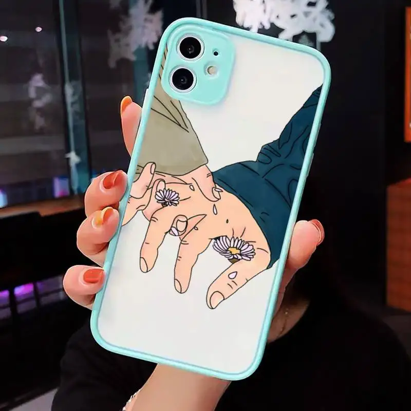 

Finger Art Aesthetic Hand Phone Cases Matte Transparent For iPhone 12 Mini 11 Pro XR XS Max 7 8 Plus