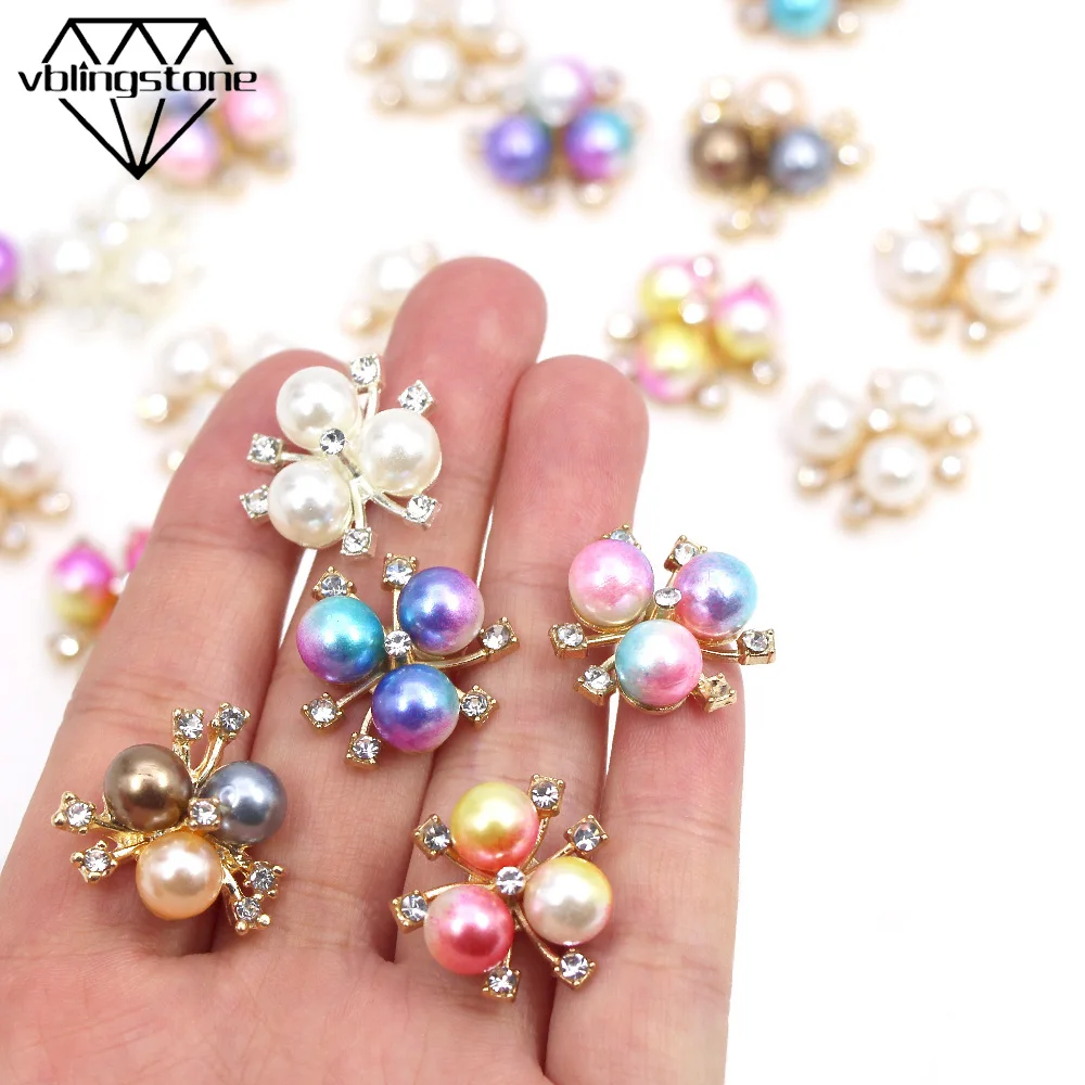 10 шт. жемчужные стразы пуговицы винтажная металлическая кнопка сплав со стразами