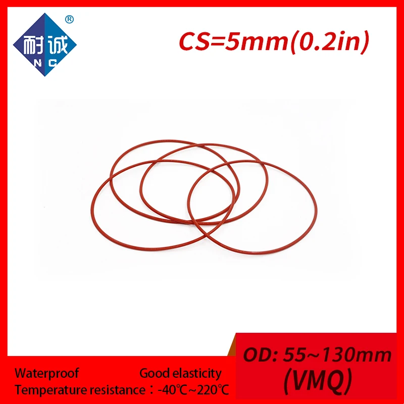 1 шт./лот силиконовая резина oring Red VMQ CS 5 мм OD55/70/130 прокладка Oring водонепроницаемый