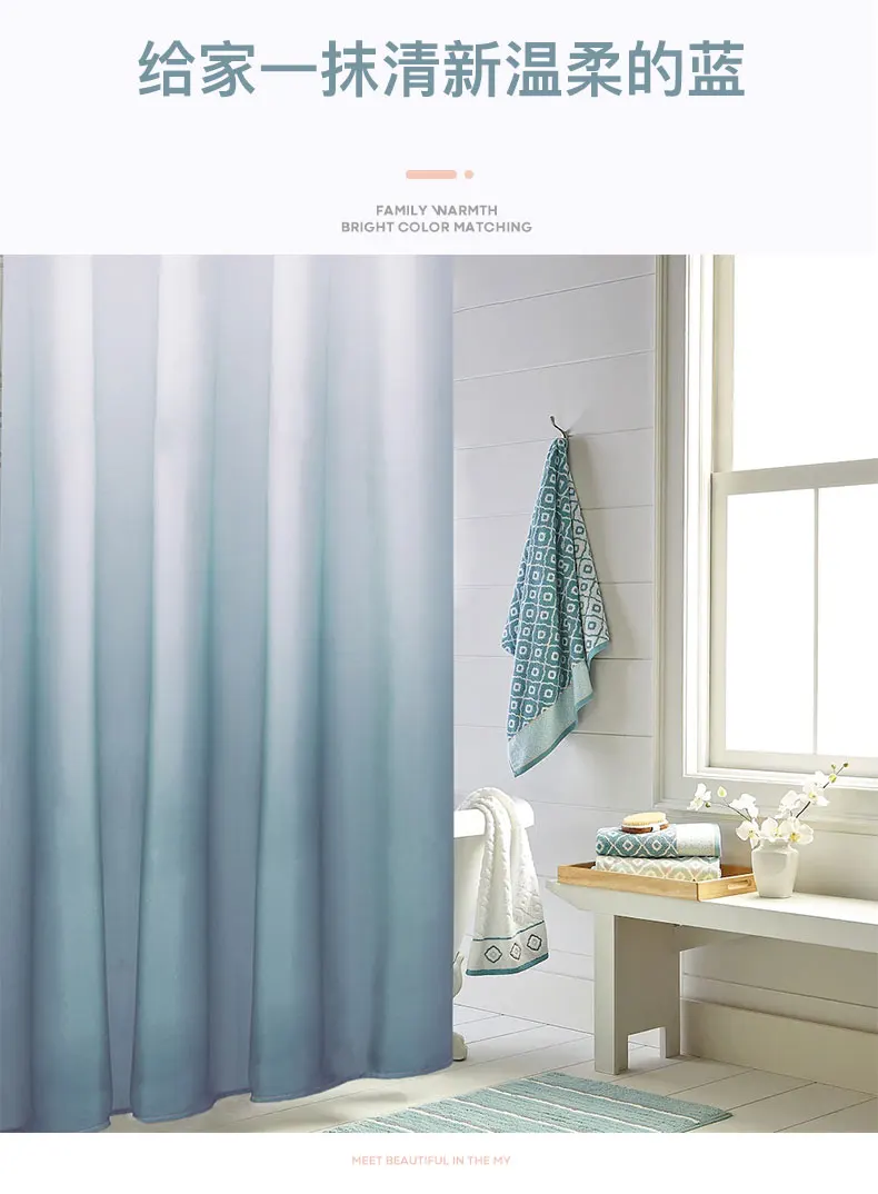 

Simple Solid Color Shower Curtain Fashion Thicken Hooks Fabric Shower Curtain Waterproof Door Cortina Ducha Bathroom Decor DH50Y