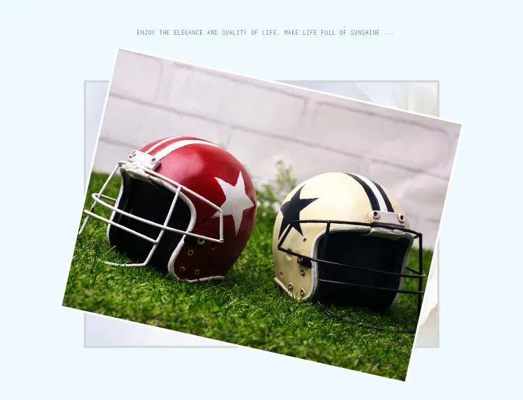 Home Decoration Accessories Retro Motorcycle Football Helmet Creative Resin Crafts Souvenir Gift Shop Window Props