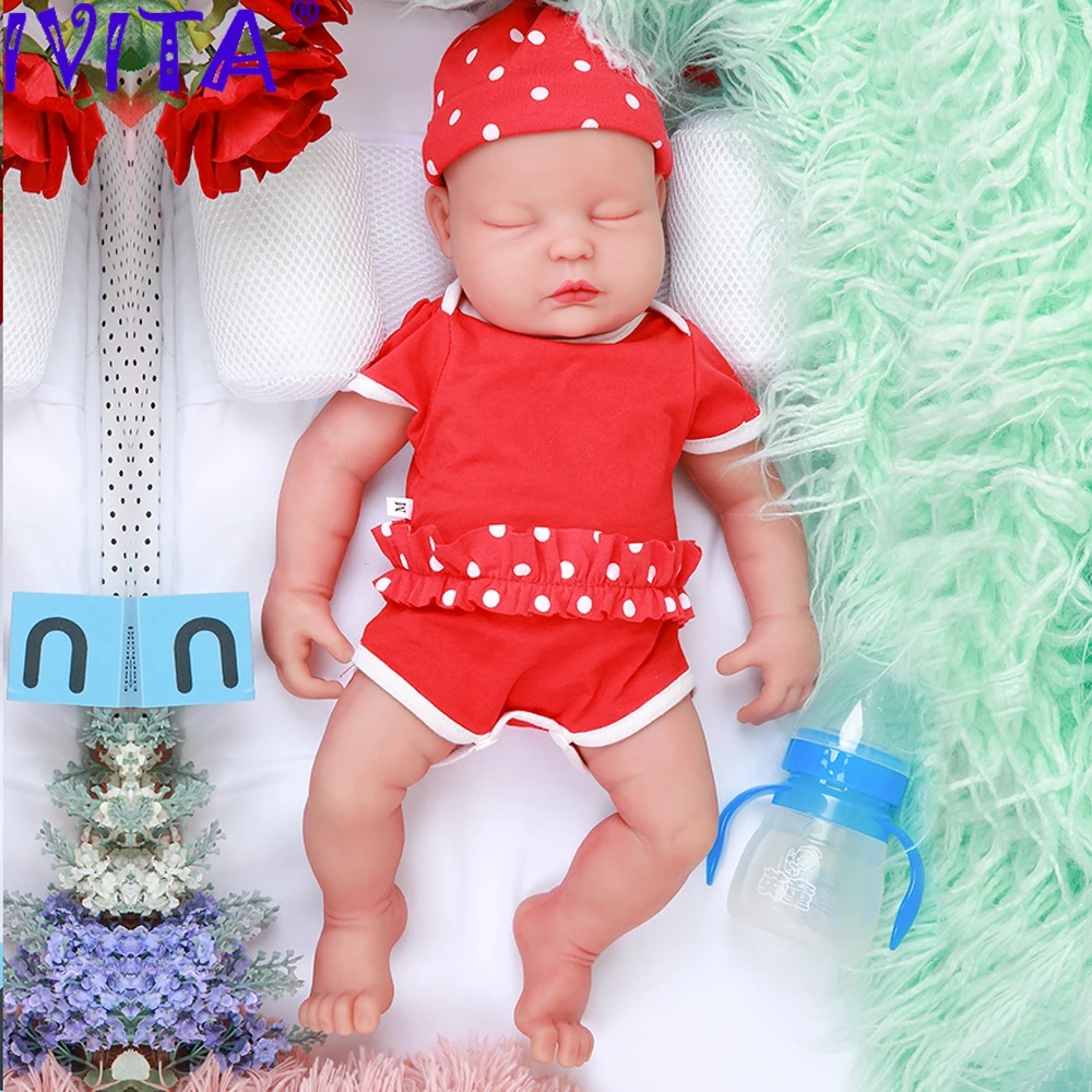

IVITA WG1510 47cm 3.7kg 100% Full Body Silicone Reborn Baby Dolls Eyes Closed Realistic Baby Toys for Children Christmas Gift