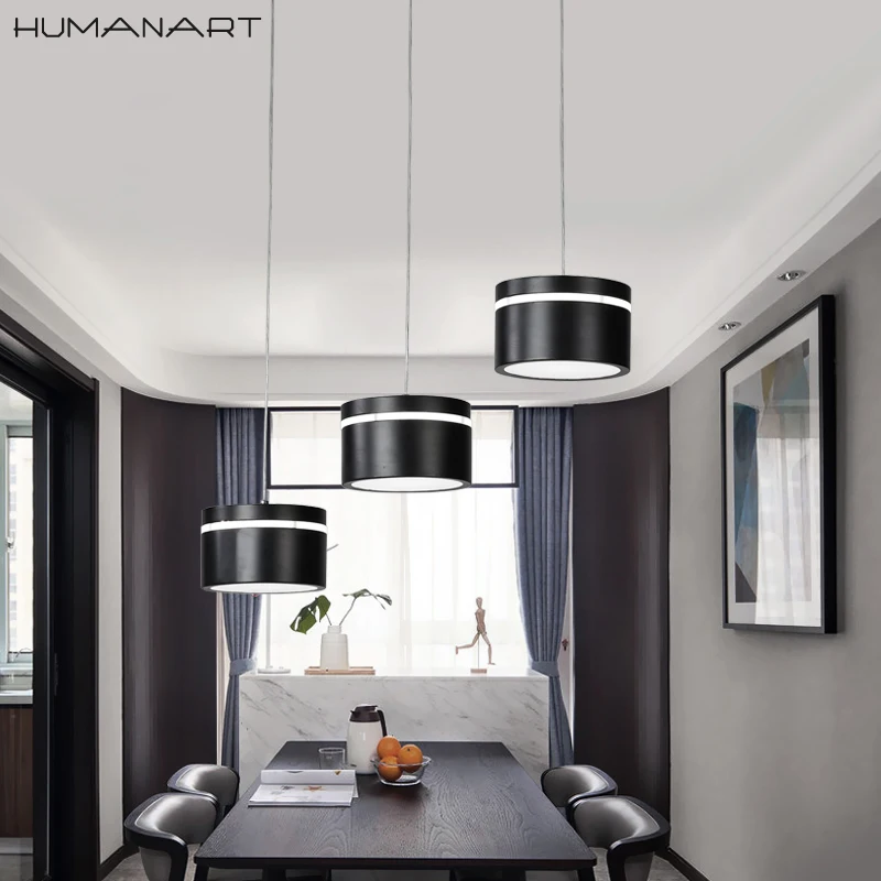 Современные светодиодные подвесные люстры светильники белого и черного цвета