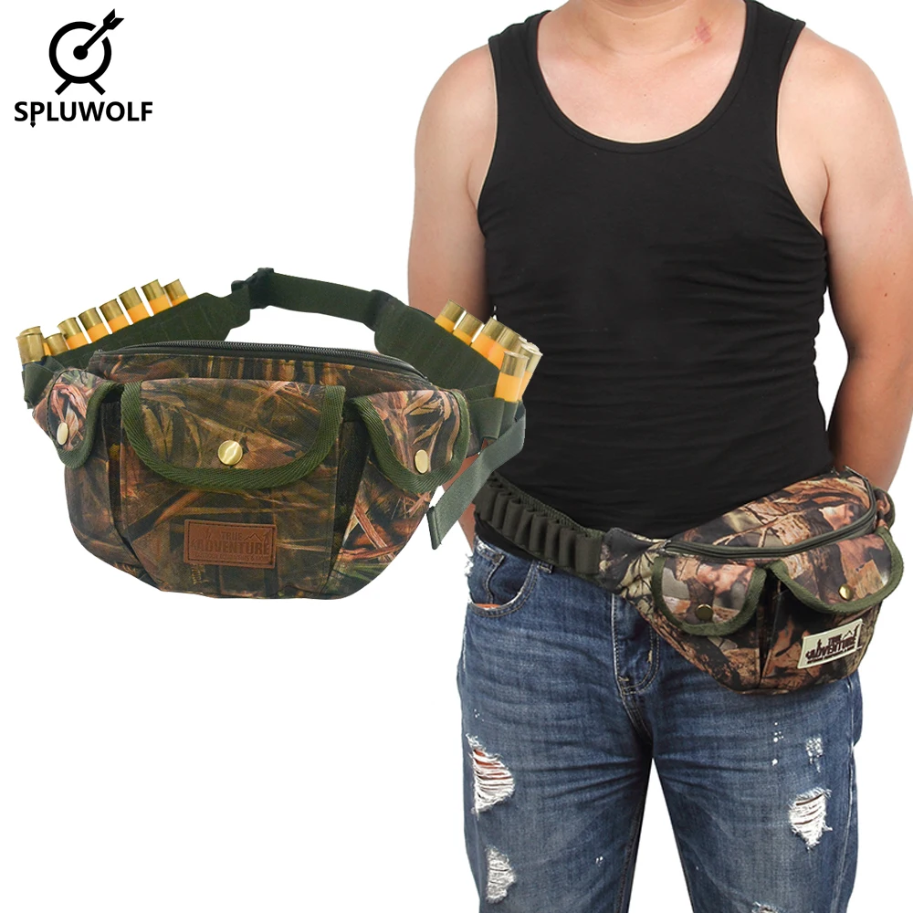 Tactical Hunting Paintball Shell Waist Bag Belt Pouch with 20 Rounds Bullet Hole