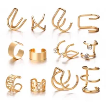 New Fashion Ear Cuff Gold Leaves Non-Piercing Ear Clips Fake Cartilage Earring Accessories Jewelry for Women Men Wholesale Gifts