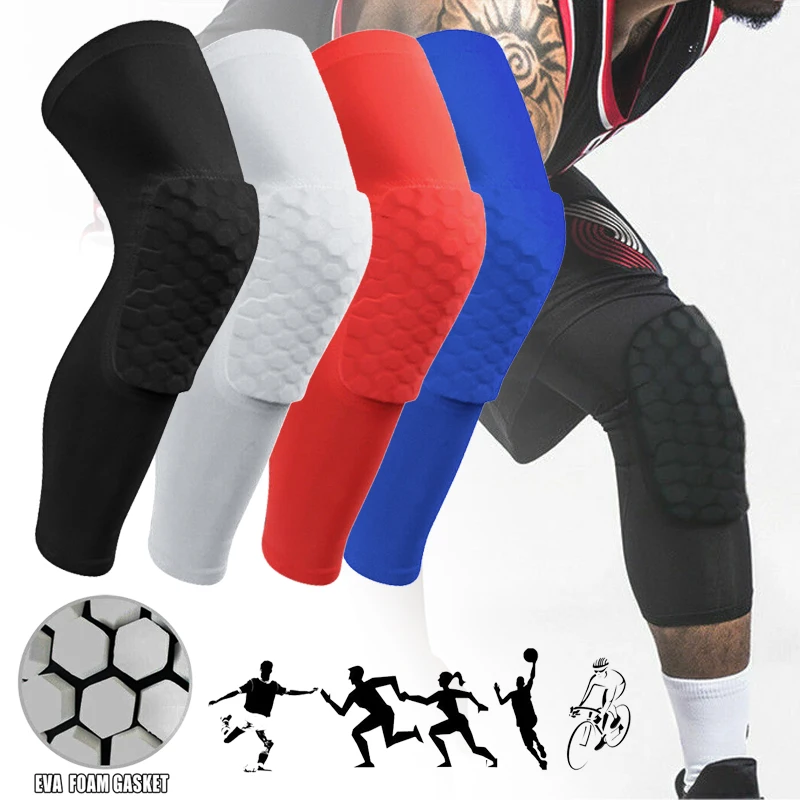 Наколенник с сотовой прокладкой защита для ног подтяжки спорта баскетбольный