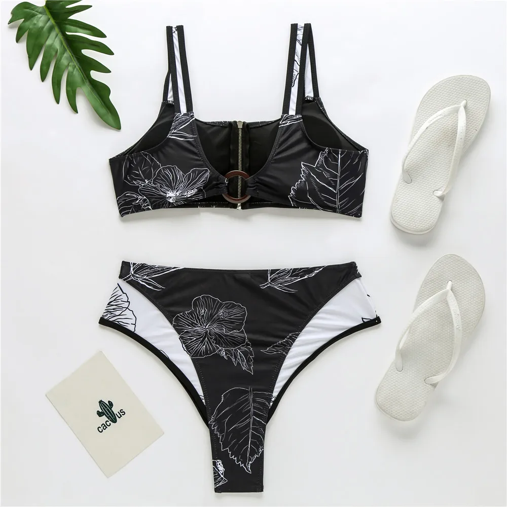 2020 Женский Летний Пляжный леопардовый бикини купальник женский бюст молния с