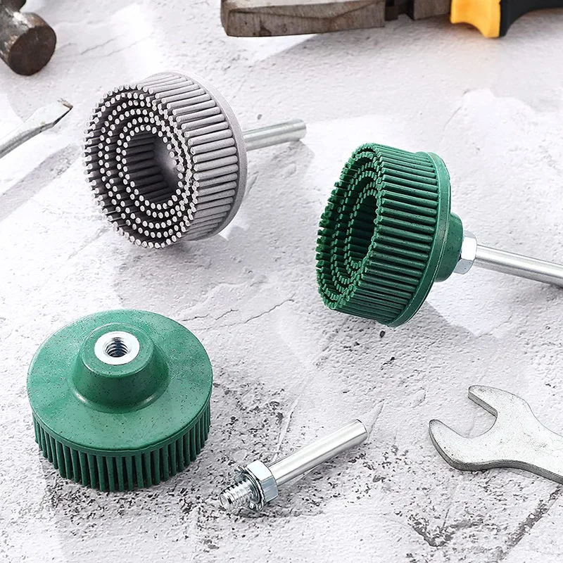 

4 Pieces 2 Inch Bristle Disc Grit 50 120 with 1/4 Inch Round Shank Attachment for Metal Polishing Rust Remova