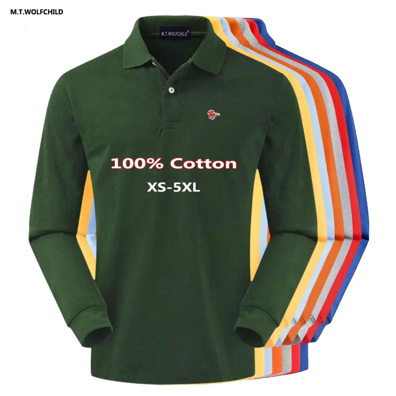 Мужские рубашки-поло с длинным рукавом из натурального хлопка | Мужская одежда