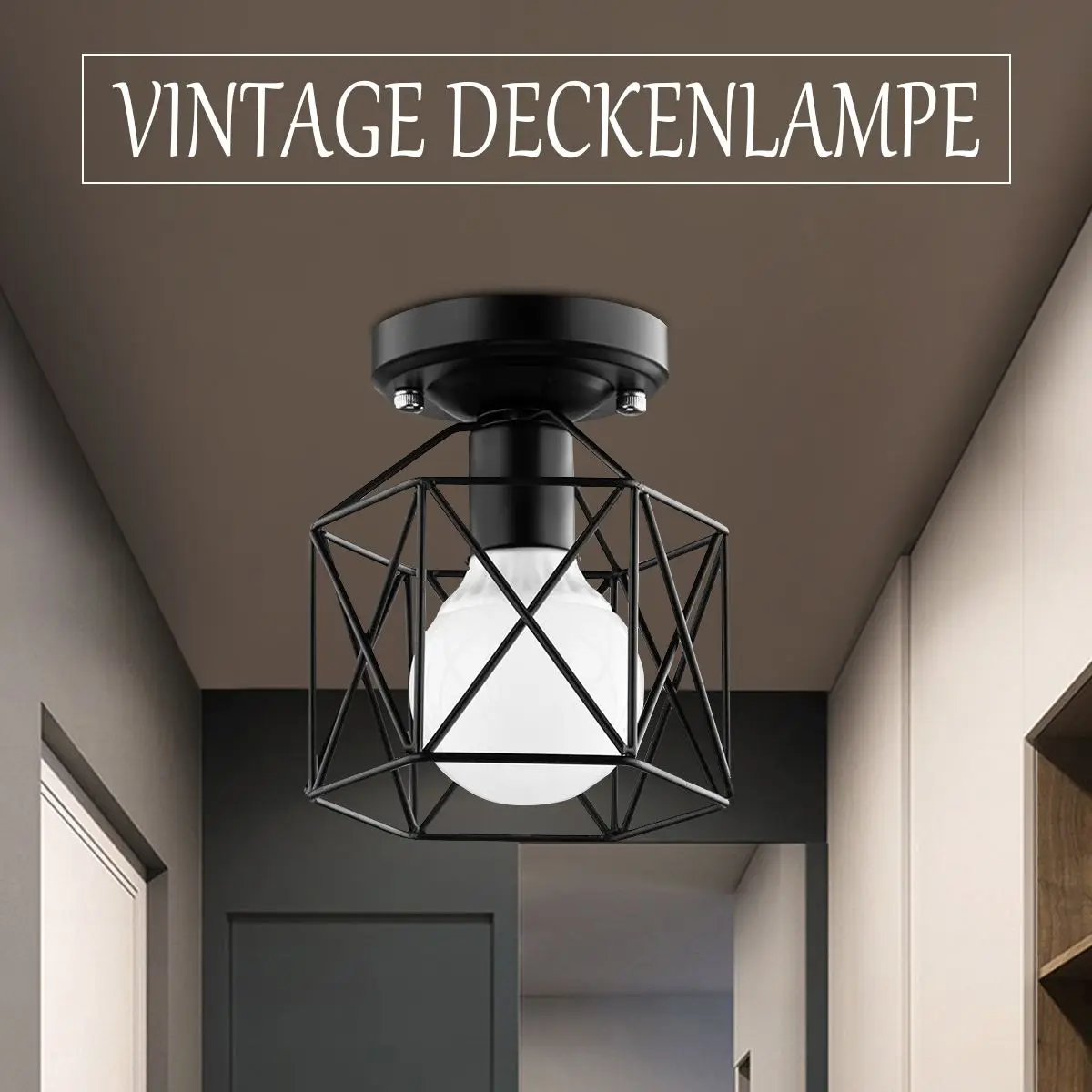

Modern LED Pendant Light Lamp Ceiling Light Bulb+Iron Black Minimalist Metal Cage Dining Room Restaurant Counter Decoration
