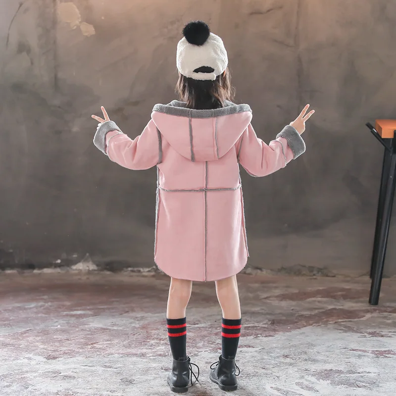 

2020 Winter Coat Baby Kids Coat For Girl Thick Fur Warm Children Jackets For Girls Coat Hooded Teenager Kids Outerwear 12Y