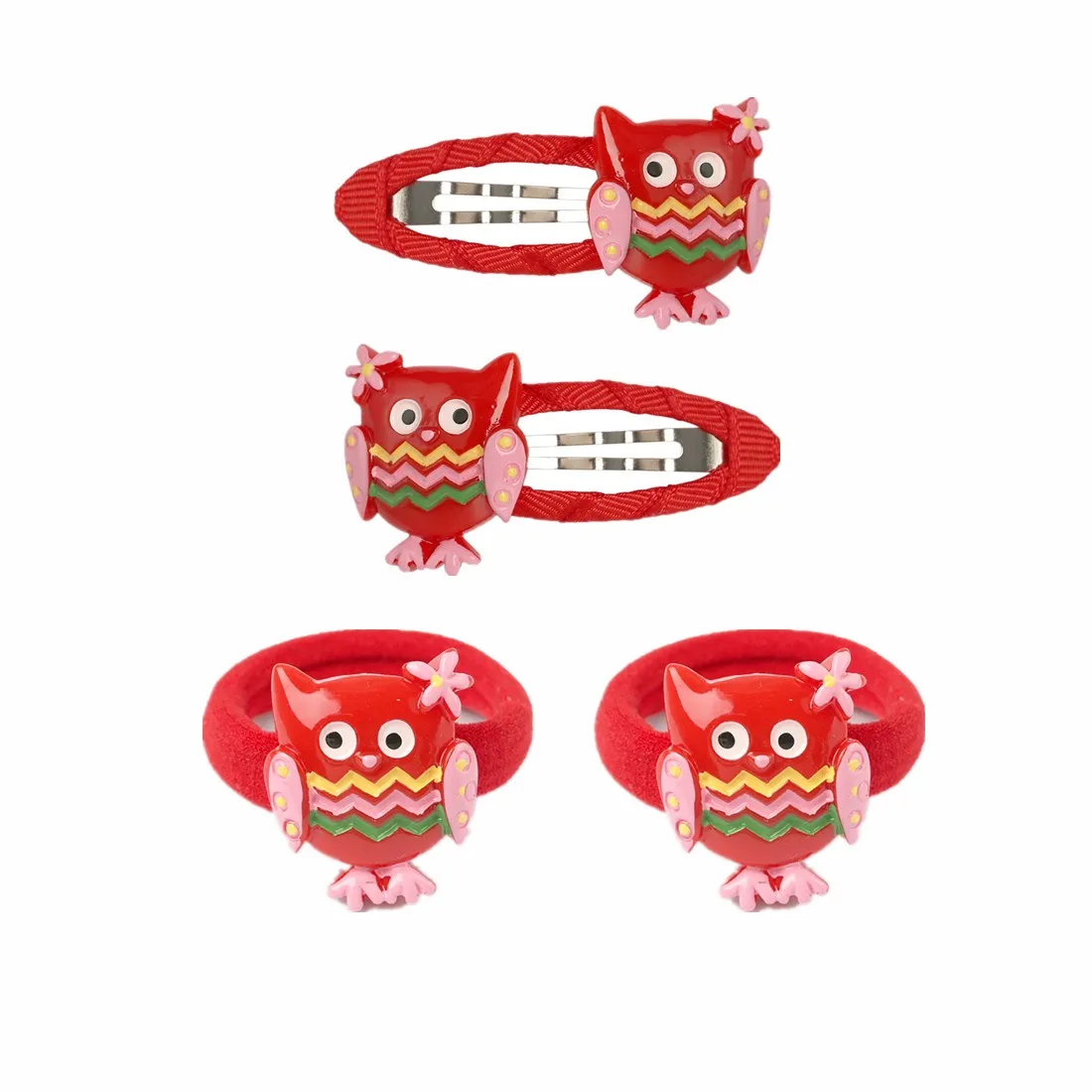 1 XIMA 4pcs/lot Mini Cartoon Flamingo Owl Hairpins Kids Unicorn Hair Ties for Princess Girls Unicorn Hair Band Hair Accessories - Цвет: 1